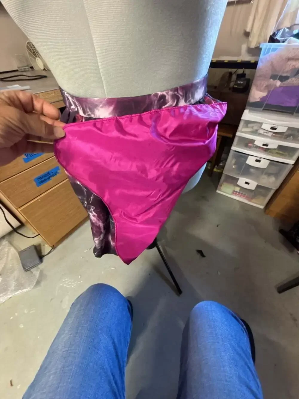 Custom Purple and Pink Smoke Print Pleated Skirt